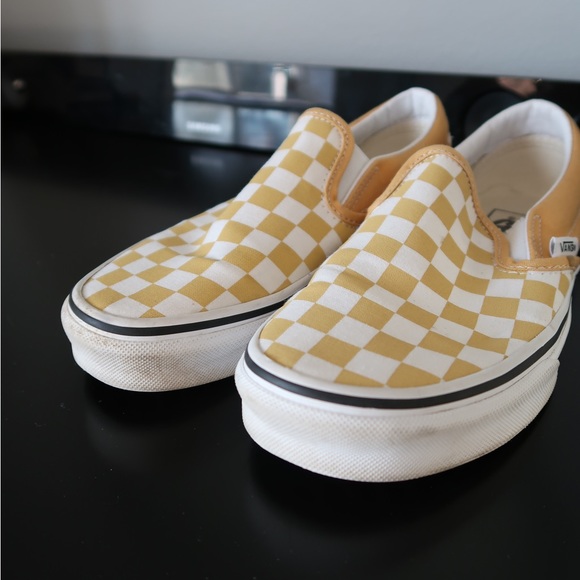 Slip-On Mustard Yellow Checkered Vans - Picture 6 of 7